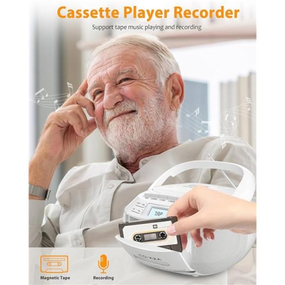 CD Player Boombox Cassette Player Combo with Bluetooth,AM/FM Radio - Picture 2 of 6